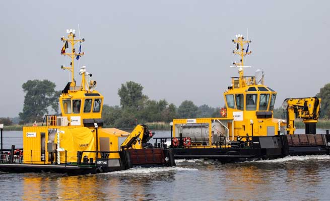 Damen-delivers-two-Multi-Cats-to-Brabo-in-Antwerp Given the role the Multi Cats will fulfill in keeping the Port of Antwerp clean, it is crucial that their own performance be clean and efficient.