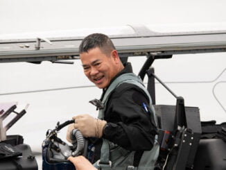 Air Chief Marshal Chanon Mungthanya, an F-16 pilot in the Royal Thai Air Force, prepares to fly the Beechcraft T-6 Texan II during his November 2021 visit to Textron Aviation Defense in Wichita, Kansas.