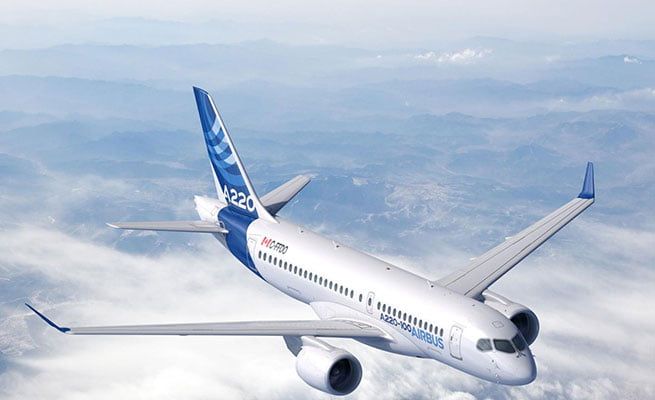 airbus-a220 The A220 brings together state-of-the-art aerodynamics, advanced materials and Pratt and Whitneys latest-generation geared turbofan engines.