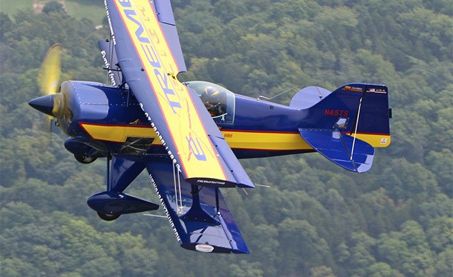 Patrick--McAlee It is a highly modified Pitts S1S that we passionately call “the Blue Demon.”