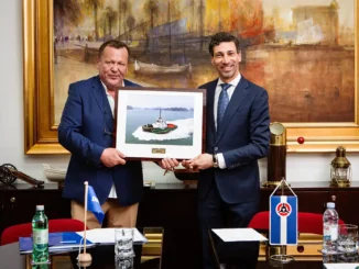Mr. Zeljko Samarzija, Chairman Brodospas and Antonio Marte, Sales Manager at Damen Shipyards